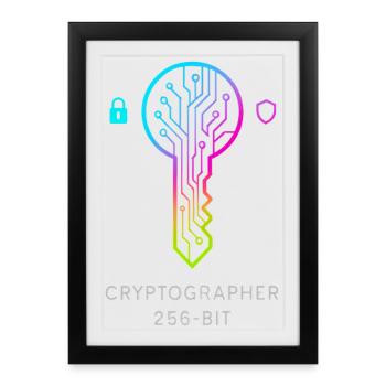 Expert en Cryptographie et Sécurité 256 bits - Affiche encadrée (27 × 37 cm) - noir - Devant