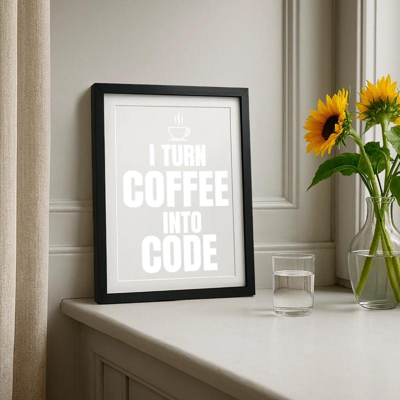 I Turn Coffee Into Code Framed poster (27 × 37 cm)