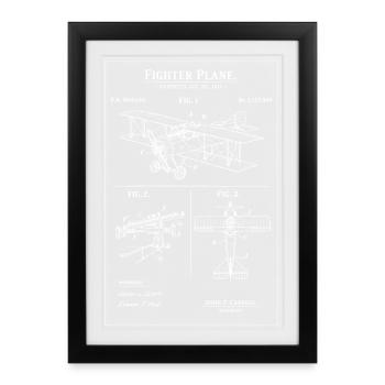 Vintage Biplane Patent Blueprint - Framed poster (27 × 37 cm) - black - Front
