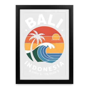 Coordonnées Bali Indonésie - Affiche encadrée (27 × 37 cm) - noir - Devant