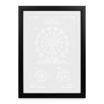 Skizze des Riesenrads im Bauplan - Gerahmtes Poster (27 × 37 cm) - Schwarz - Vorne