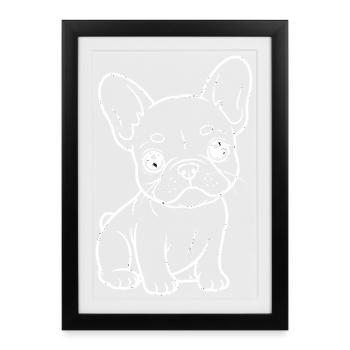 French Bulldog Line Drawing - Framed poster (27 × 37 cm) - black - Front