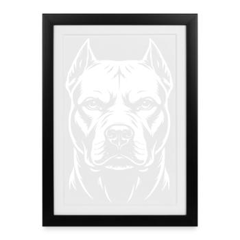 Tête de Pitbull - Affiche encadrée (27 × 37 cm) - noir - Devant