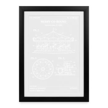 Carousel Blueprint: Vintage Patent - Framed poster (27 × 37 cm) - black - Front