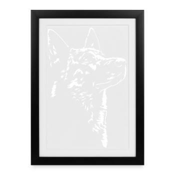 Hollandse Herder Silhouette de chien Wilsigns - Affiche encadrée (27 × 37 cm) - noir - Devant