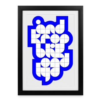 Poetry Words - Blue and White - Framed poster (27 × 37 cm) - black - Front