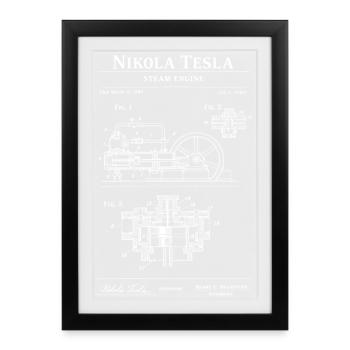 Steam Engine Blueprint - Framed poster (27 × 37 cm) - black - Front