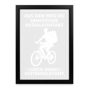 Postman OUT OF THE WAY YOU UNNECESSARY SOCIAL CONTACT - Framed poster (27 × 37 cm) - black - Front