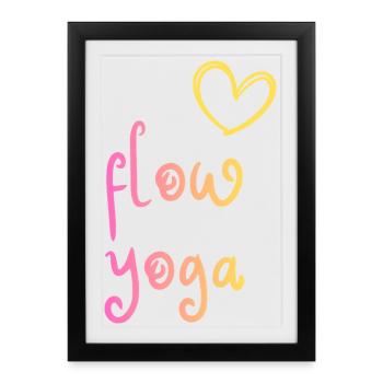 Flow Yoga - colorful design with heart - Framed poster (27 × 37 cm) - black - Front