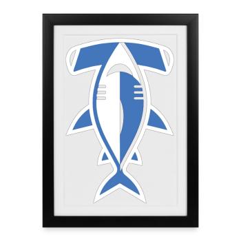 Geometrische Meeresschildkröte Emblem - Gerahmtes Poster (27 × 37 cm) - Schwarz - Vorne