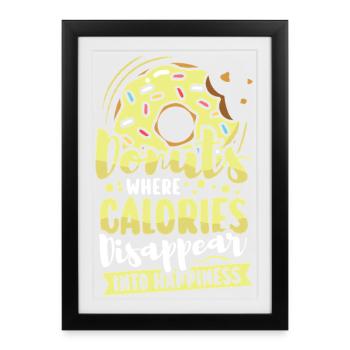 Restauration rapide en donuts - Affiche encadrée (27 × 37 cm) - noir - Devant