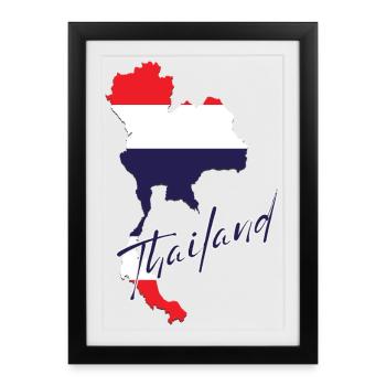 Map with Thailand flag, I love Thailand - Framed poster (27 × 37 cm) - black - Front