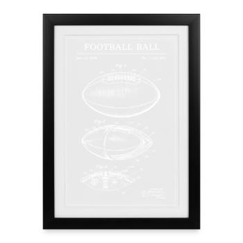 Diagramme de brevet du football rétro - Affiche encadrée (27 × 37 cm) - noir - Devant