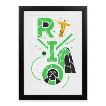Rio de Janeiro Brazil Skyline - Framed poster (27 × 37 cm) - black - Front