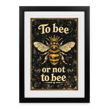To bee or not to bee – Retro bee with crown - Framed poster (27 × 37 cm) - black - Front
