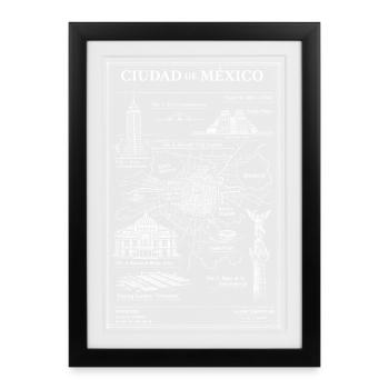 Mexico City Skyline Map - Framed poster (27 × 37 cm) - black - Front