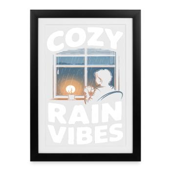 Cozy Rain Vibes Regen - Framed poster (27 × 37 cm) - black - Front
