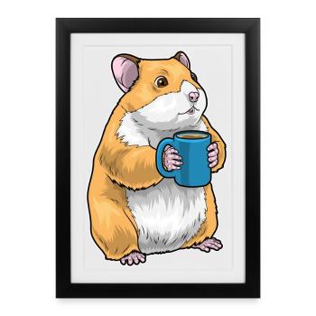 Hamster Kaffee Tasse - Gerahmtes Poster (27 × 37 cm) - Schwarz - Vorne
