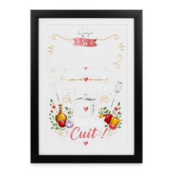 Humour Si Maman peut pas le cuisiner on est cuit ! - Affiche encadrée (27 × 37 cm) - noir - Devant