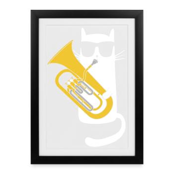 Baritone Horn - Cool Cat with Sunglasses - Framed poster (27 × 37 cm) - black - Front