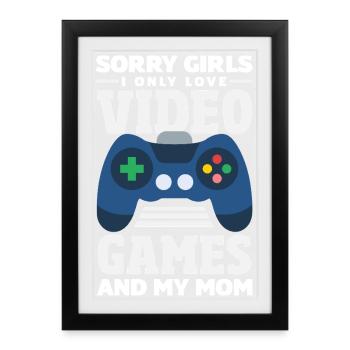 Cœur rétro design de la Saint-Valentin Amour - Affiche encadrée (27 × 37 cm) - noir - Devant
