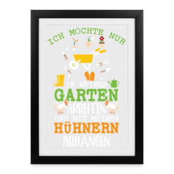 Hühnerflüsterer Huhn Hühnerhalter Hühner - Gerahmtes Poster (27 × 37 cm) - Schwarz - Vorne