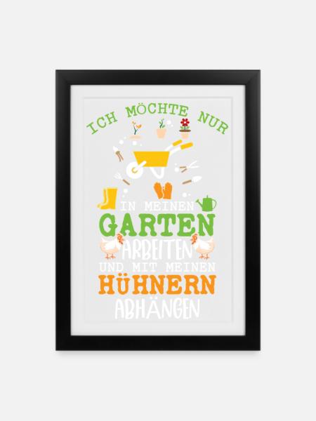 Hühnerflüsterer Huhn Hühnerhalter Hühner - Gerahmtes Poster (27 × 37 cm) - Schwarz