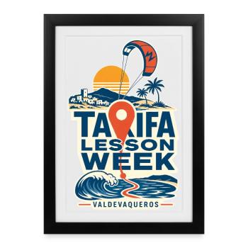 Semaine du parapente Tarifa Rétro - Affiche encadrée (27 × 37 cm) - noir - Devant