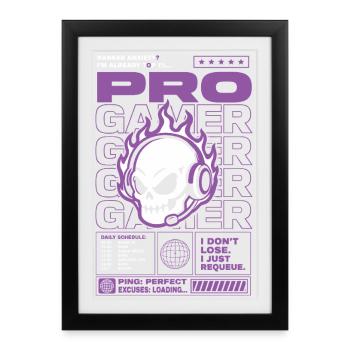Conception du Crâne de Joueur Anxiété classé - Affiche encadrée (27 × 37 cm) - noir - Devant