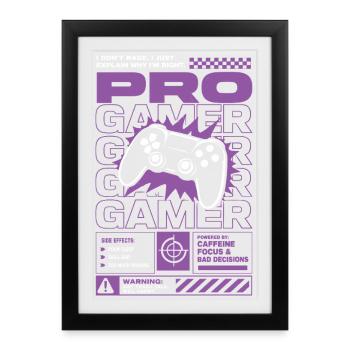 Pro Gamer Caffeine Powered Design - Framed poster (27 × 37 cm) - black - Front