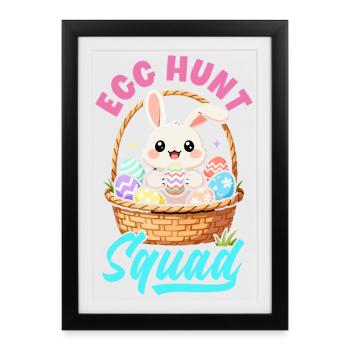 Joyeuse Pâques, douce chasse aux œufs du lapin, œufs de Pâques - Affiche encadrée (27 × 37 cm) - noir - Devant