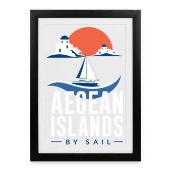 Cadeaux de voile pour les hommes, îles Égéennes à voile - Affiche encadrée (27 × 37 cm) - noir - Devant
