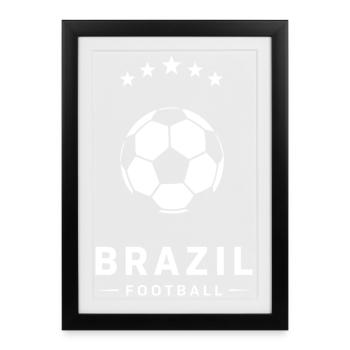 Emblème de football brésilien sur fond noir - Affiche encadrée (27 × 37 cm) - noir - Devant