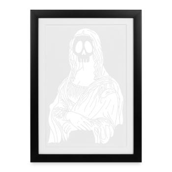 Crâne de la Joconde (blanc) - Affiche encadrée (27 × 37 cm) - noir - Devant