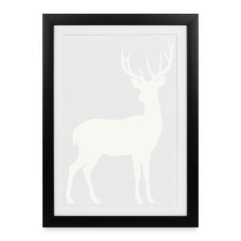 Hirschsilhouette im Mondlicht - Gerahmtes Poster (27 × 37 cm) - Schwarz - Vorne