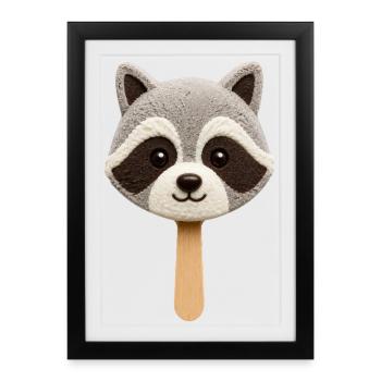 Cute raccoon as a popsicle - Framed poster (27 × 37 cm) - black - Front