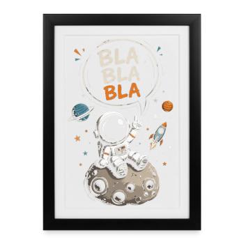 Astronaut Blabla on the Moon - Framed poster (27 × 37 cm) - black - Front