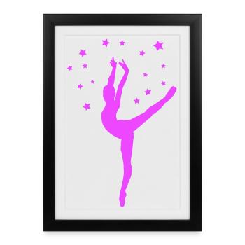 Neon dancer in the magic of the stars - Framed poster (27 × 37 cm) - black - Front
