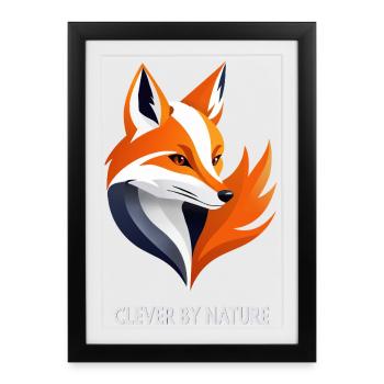 Fuchs   Clever by Nature - Gerahmtes Poster (27 × 37 cm) - Schwarz - Vorne