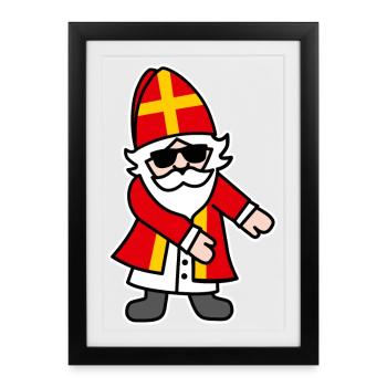 Sinterklaas Saint Nicolais Floss Dance Flossing - Affiche encadrée (27 × 37 cm) - noir - Devant