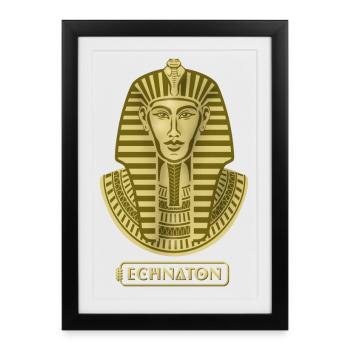 Portrait du pharaon en ton doré Akhenaton - Affiche encadrée (27 × 37 cm) - noir - Devant