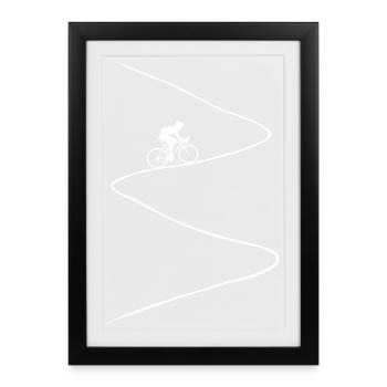 road bike, uphill, steep, bike, cycling, mountain - Framed poster (27 × 37 cm) - black - Front