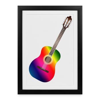 beautiful colorful acoustic guitar in rainbow colors - Framed poster (27 × 37 cm) - black - Front