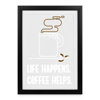 café aide barrista caféine café bureau slogan lol - Affiche encadrée (27 × 37 cm) - noir - Devant