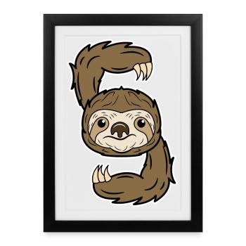 Mammifère animal paresseux habitant de la jungle habitant de la jungle - Affiche encadrée (27 × 37 cm) - noir - Devant
