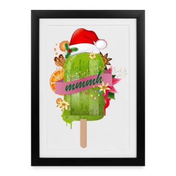 bright green ice cream in style for Christmas - Framed poster (27 × 37 cm) - black - Front