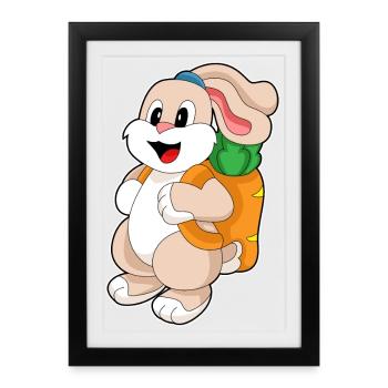 École de sac à dos Bunny Student - Affiche encadrée (27 × 37 cm) - noir - Devant