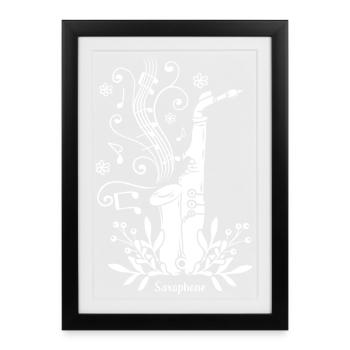 Saxophone Music Instrument Jazz - Affiche encadrée (27 × 37 cm) - noir - Devant