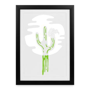 Cactus and vulture under the moon - Framed poster (27 × 37 cm) - black - Front