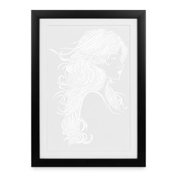 Fille aux cheveux blancs - Affiche encadrée (27 × 37 cm) - noir - Devant